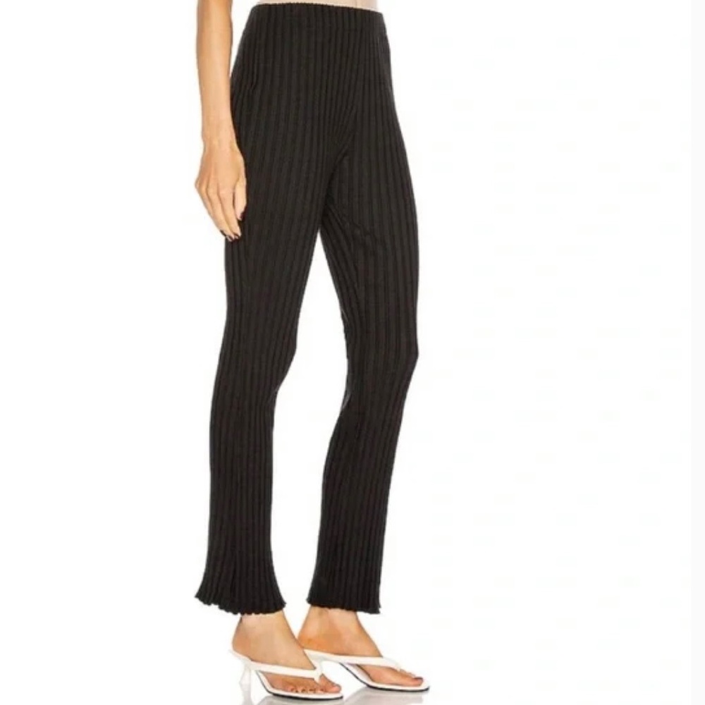 Simon Miller Black Ribbed Boot-Cut Pants